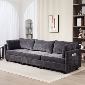 111.42*32.28" XXXL 3-Seater Chenille Deep Sofa,Comfy 3-Seater Chenille Fabric Couch,Conforms to body curves,Cloud-soft sitting