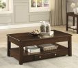 Contemporary Lift Top Cocktail Table with Drawer and Shelf Dark Cherry Finish Wooden Furniture 1pc