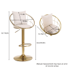 Off-White velvet bar chair, pure gold plated, unique design,360 degree rotation, adjustable height,Suitable for dinning room and bar,set of 2