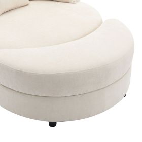 Orisfur. 360° Swivel Accent Barrel Chair with Storage Ottoman & 4 Pillows, Modern Chenille Leisure Chair Round Accent for Living Room, Cream