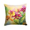 Orchids in Watercolor Throw Pillow Machine Washable, Indoor Outdoor Decorative Pillow for Couch, Bed or Patio, 18Hx18W