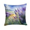 Lavender in Watercolor Throw Pillow Machine Washable, Indoor Outdoor Decorative Pillow for Couch, Bed or Patio, 18Hx18W