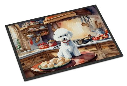 NEW Bichon Frise Christmas Cookies Doormat Front Door Mat Indoor Outdoor Rugs for Entryway, Non Slip Washable Low Pile, 18H X 27W