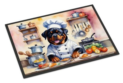 NEW Rottweiler The Chef Doormat Front Door Mat Indoor Outdoor Rugs for Entryway, Non Slip Washable Low Pile, 18H X 27W