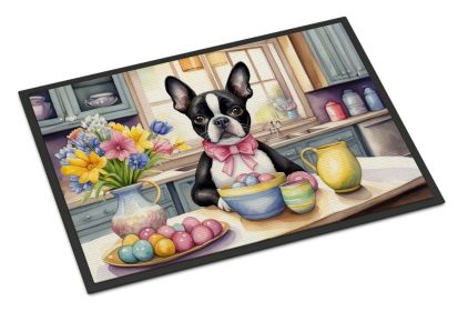 NEW Decorating Easter Boston Terrier Doormat Front Door Mat Indoor Outdoor Rugs for Entryway, Non Slip Washable Low Pile, 18H X 27W