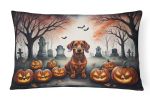 Spooky Halloween Throw Pillow Throw Pillow for Indoor Couch Bed Outdoor Patio Washable, Dachshund 2035,12Hx16W