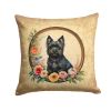 Cairn Terrier and Flowers Throw Pillow Machine Washable, Indoor Outdoor Decorative Pillow for Couch, Bed or Patio, 14Hx14W