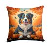 Australian Shepherd Terrier Fall Throw Pillow Machine Washable, Indoor Outdoor Decorative Pillow for Couch, Bed or Patio, 14Hx14W