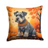 Schnauzer Fall Throw Pillow Machine Washable, Indoor Outdoor Decorative Pillow for Couch, Bed or Patio, 14Hx14W