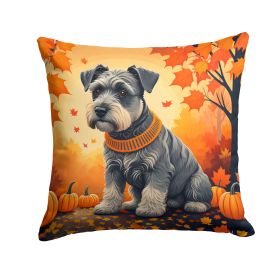 Schnauzer Fall Throw Pillow Machine Washable, Indoor Outdoor Decorative Pillow for Couch, Bed or Patio, 14Hx14W