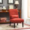 Pisano Contemporary Chenille Fabric Armless Accent Chair with Pillow, Red