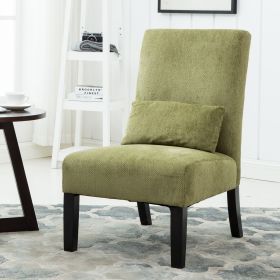 Pisano Contemporary Chenille Fabric Armless Accent Chair with Pillow, Green