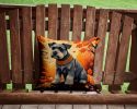 Schnauzer Fall Throw Pillow Machine Washable, Indoor Outdoor Decorative Pillow for Couch, Bed or Patio, 14Hx14W