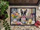 NEW Decorating Easter Boston Terrier Doormat Front Door Mat Indoor Outdoor Rugs for Entryway, Non Slip Washable Low Pile, 18H X 27W