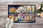 NEW Decorating Easter Bichon Frise Doormat Front Door Mat Indoor Outdoor Rugs for Entryway, Non Slip Washable Low Pile, 18H X 27W
