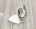 Coton de Tulear in Sunflowers Compact Mirror Decorative Travel Makeup Mirror for Women Girls Gifts Pocket Makeup Mirror Folding Handheld