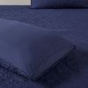 3 Piece Split Corner Pleated Quilted Bedspread Navy Queen