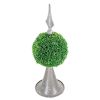 7x7x17" Faux Boxwood Topiary Sphere on Metal Spire