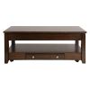 Contemporary Lift Top Cocktail Table with Drawer and Shelf Dark Cherry Finish Wooden Furniture 1pc