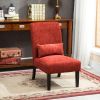 Pisano Contemporary Chenille Fabric Armless Accent Chair with Pillow, Red