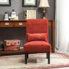 Pisano Contemporary Chenille Fabric Armless Accent Chair with Pillow, Red