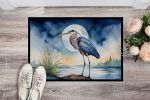 Blue Heron Under the Moonlight Doormat Front Door Mat Indoor Outdoor Rugs for Entryway, Non Slip Washable Low Pile, 24H X 36W