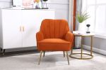 Modern Mid Century Chair velvet Sherpa Armchair for Living Room Bedroom Office Easy Assemble(ORANGE)