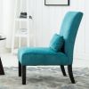 Pisano Contemporary Chenille Fabric Armless Accent Chair with Pillow, Teal Blue