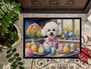 NEW Decorating Easter Bichon Frise Doormat Front Door Mat Indoor Outdoor Rugs for Entryway, Non Slip Washable Low Pile, 18H X 27W