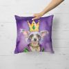 Chinese Crested King of Mardi Gras Throw Pillow Machine Washable, Indoor Outdoor Decorative Pillow for Couch, Bed or Patio, 18Hx18W