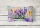 Flowers in Watercolor Throw Pillow Throw Pillow for Indoor Couch Bed Outdoor Patio Washable, Lavender 1584,12Hx16W