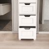 White freestanding storage cabinet with 4 drawers, suitable for bathroom, living room, kitchen