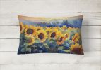 Flowers in Watercolor Throw Pillow Throw Pillow for Indoor Couch Bed Outdoor Patio Washable, Sunflowers 1614,12Hx16W