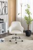 Accent chair Modern home office leisure chair with adjustable velvet height and adjustable casters(beige)