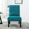 Pisano Contemporary Chenille Fabric Armless Accent Chair with Pillow, Teal Blue
