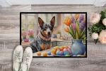 Decorating Easter Australian Cattle Dog Doormat Front Door Mat Indoor Outdoor Rugs for Entryway, Non Slip Washable Low Pile, 24H X 36W