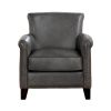 Classic Traditional Gray Accent Chair 1pc Solid Wood Frame Top-Grain Leather Nailhead Trim Living Room Furniture