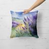 Lavender in Watercolor Throw Pillow Machine Washable, Indoor Outdoor Decorative Pillow for Couch, Bed or Patio, 18Hx18W