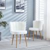 Modern WHITE dining chair(set of 2 ) with iron tube wood color legs, shorthair cushions and comfortable backrest, suitable for dining room
