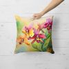 Orchids in Watercolor Throw Pillow Machine Washable, Indoor Outdoor Decorative Pillow for Couch, Bed or Patio, 18Hx18W