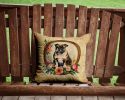 English Bulldog and Flowers Throw Pillow Machine Washable, Indoor Outdoor Decorative Pillow for Couch, Bed or Patio, 14Hx14W