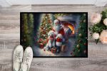 NEW Bichon Frise and Santa Claus Doormat Front Door Mat Indoor Outdoor Rugs for Entryway, Non Slip Washable Low Pile, 18H X 27W