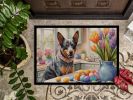 Decorating Easter Australian Cattle Dog Doormat Front Door Mat Indoor Outdoor Rugs for Entryway, Non Slip Washable Low Pile, 24H X 36W