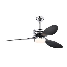 ABS Blades Ceiling Fan With Lights And Remote 6 Speeds Adjustable , DC Motor Modern Ceiling Fan With 3 ABS Fan Blades & 2 Down Rods, Indoor Ceili (Option: Chrome)