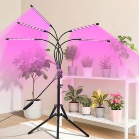 Full Spectrum Indoor Plant Grow Light With Adjustable Stand – 80 LEDs Floor Plant Lamp, 5 Dimming Levels (20%-100%), 3/9/12H Auto On/Off Timer, H (Option: Black)