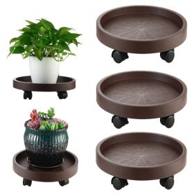 8 Pack Plant Caddy With Wheels Heavy Duty 12.2 Inch Plant Dolly With Locking Casters Rolling Plant Stand For Indoor Outdoor, Brown (Option: Braun)