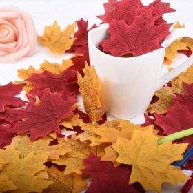 300PCS Artificial Maple Leaves, 3.35 Inch Mixed Fall (Option: MULTI)
