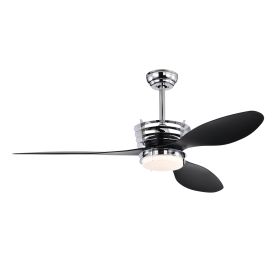 52'' ABS Blades Ceiling Fan With Lights And DC Remote, DC Motor Modern Ceiling Fan With 3 ABS Fan Blades & 2 Down Rods, Indoor Ceiling Fan With L (Option: Chrome)