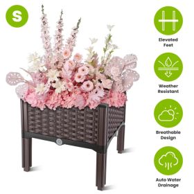 Outdoor Raised Garden Bed With Legs Elevated Planter Box With Self-watering System For Garden Patio Balcony Vegetables Flowers Herbs PP Plastic B (Option: S)