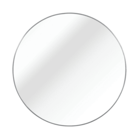 32 Inch Black Metal Framed Round Bathrrom Mirror For Wall. (Color: Silver)